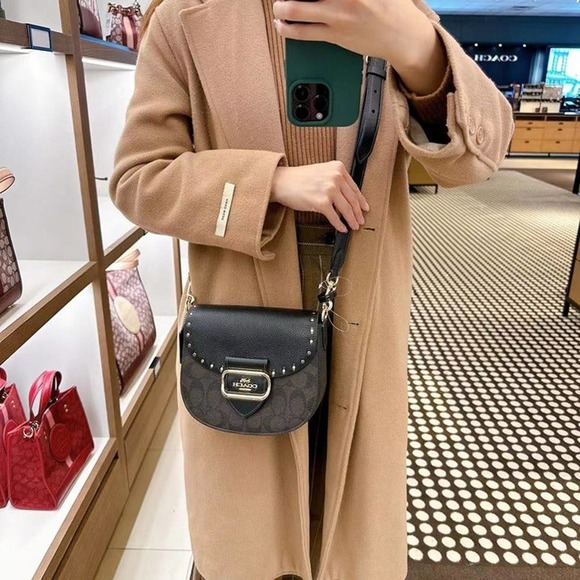 Coach CE567 Morgan Saddle Bag In Gold/Brown Black Multi